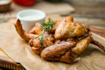 Chicken wings with blue cheese sauce
