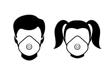 Icon of the person in the protective mask vector illustration