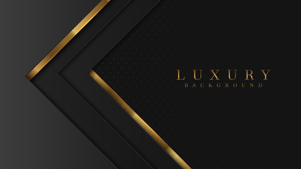 Luxury arrow Gold line Background VIP with black metal texture in 3d abstract style. Illustration from vector about modern template design for strong feeling and technology and futurism.