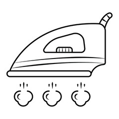 thin line icon electric iron with steam