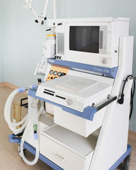 Image of medical ventilator. Hospital respiratory ventilation. Patient life saving machine. Intensive care unit ventilator