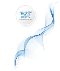 Abstract smooth color wave vector. Curve flow blue motion illustration. Smoke design.