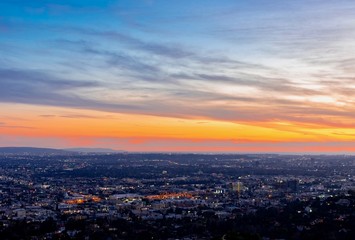 Fototapeta na wymiar panoramic view of the city of Los Angeles illuminated at night in California