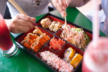 sushi box (oriental food) rice