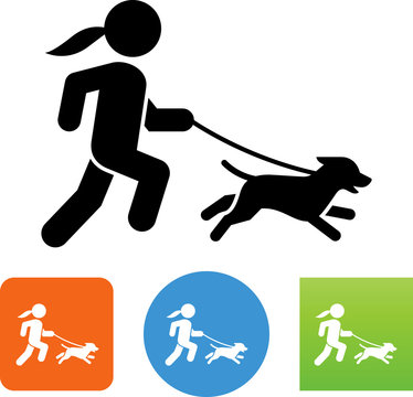 Woman Running With Dog Icon