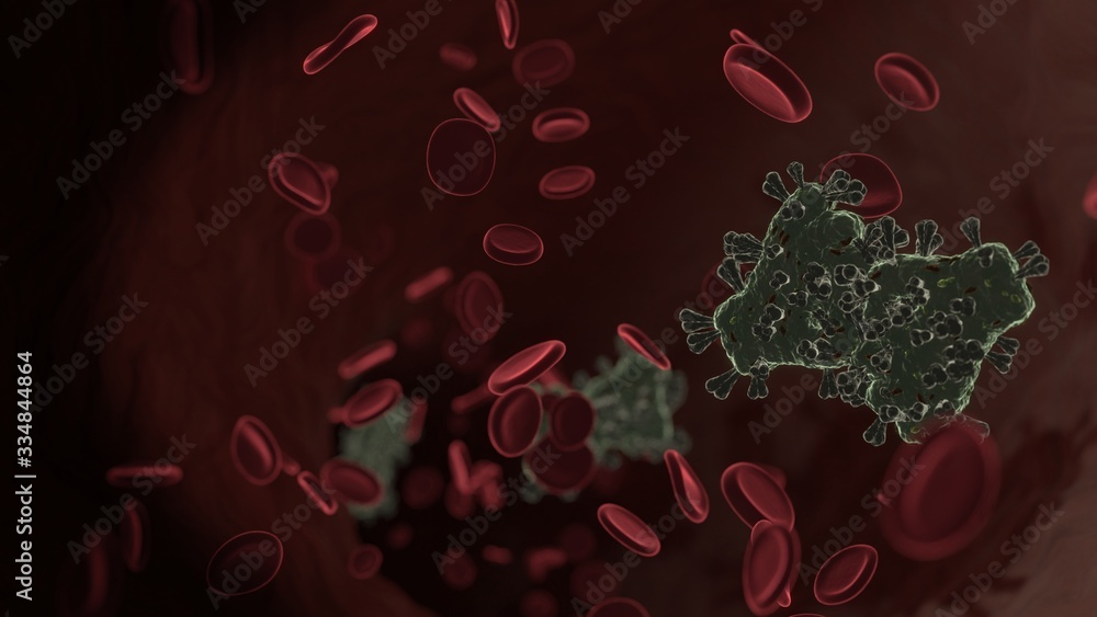 Aufkleber microscopic 3d rendering view of virus shaped as symbol of american sign language interpreting insid