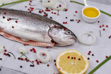 Trout, olive oil, lemon and onions.