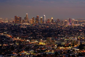 Fototapeta na wymiar panoramic view of the city of Los Angeles illuminated at night in California