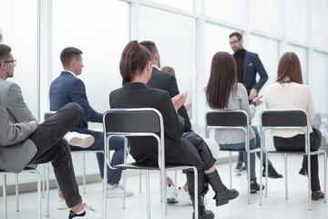 Fototapeta premium business team listening to the speaker in the conference room