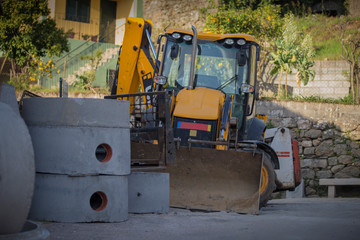 Large excavator along the work site.