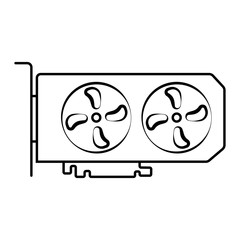 Graphics video card linear icon on white background. Computer hardware unit