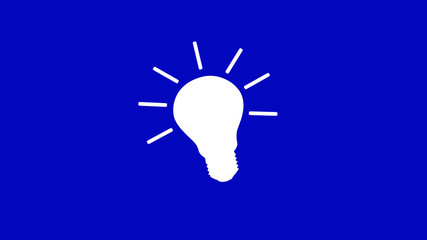 Light bulb icon on blue background,bulb icon,white bulb icon