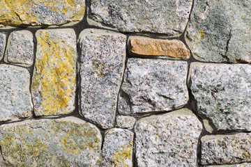 Closeup house wall element revetted with a natural stone