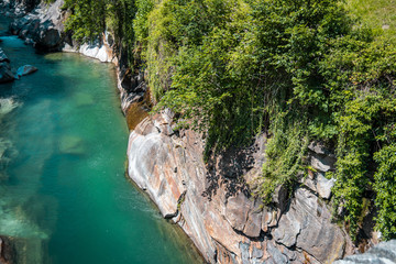Bed of the Versasca river in Lavertezzo, Valle Versasca. The river with the cleanest water in the...