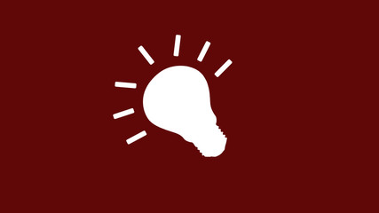 White bulb icon on red background,bulb icon,light bulb icon