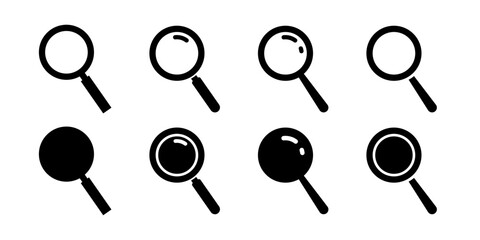 Magnifying glass icon. Search symbol. Loupe sign in flat style. Vector