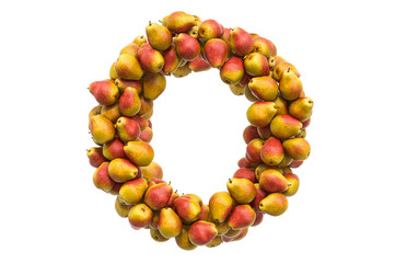 Letter O from pears, 3D rendering