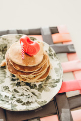 Pancakes with Heart Candle