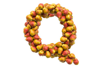 Letter Q from pears, 3D rendering