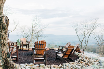 Wooden Chairs Around Outdoor Fire Pit