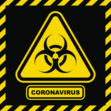 Coronavirus warning sign in a triangle. Global epidemic of SARS-CoV-2 Covid-19. Vector illustration.
