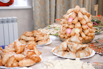 various Tatar pastries on plates