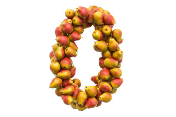 Number 0 from pears, 3D rendering