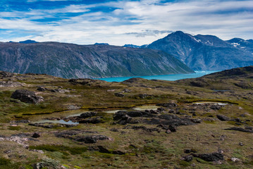 Glacial landscape of Greenland.