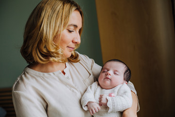 mother and daughter love at home