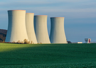 Nuclear Power Plant with the Blue Sky in The Background