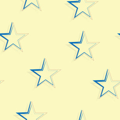 seamless pattern with blue stars on yellow background vector