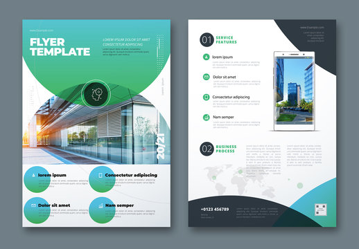 Flyer Layout with Layered Color Circle Shapes