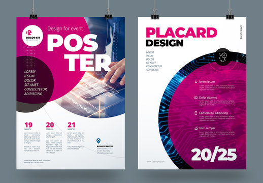 Business Poster Layout with Pink Circles