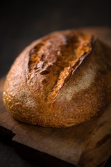 freshly baked loaf of rustic bread
