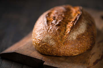 freshly baked loaf of rustic bread