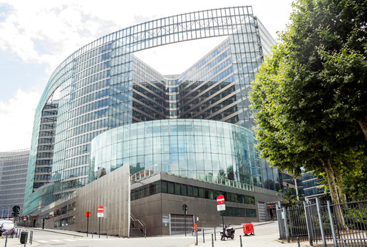 Brussels, BELGIUM : European comission building, glass and modern architectural construction