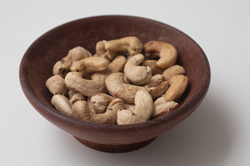 Cashew Nuts in a wooden bowl