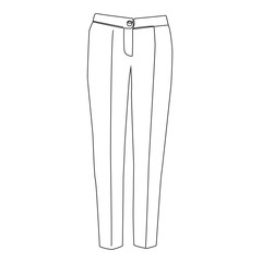 Trousers one line drawing on white isolated background. Vector illustration