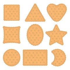 vector set of cracker chips of various shapes