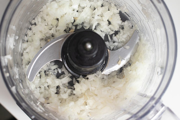 Chopped Onion in a Food Processor