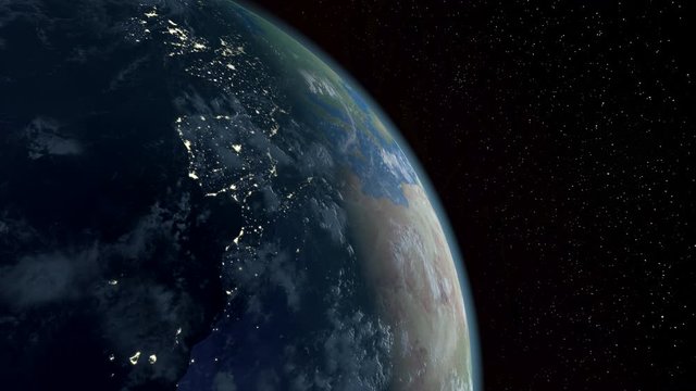 Earth slowly spinning on Europe. 3D rendering.