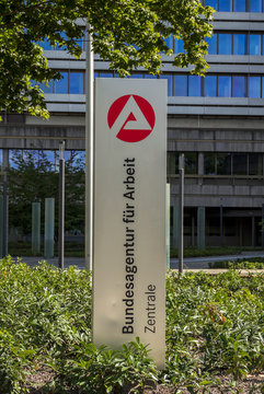 Nurnberg, Germany, Aug 11,2019: Headquarters of the Bundesagentur fuer Arbeit in Nuremberg, Germany - Federal Employment Agency - The BA manages job centres across Germany