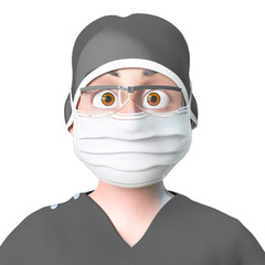 doctor cartoon id portrait in white background