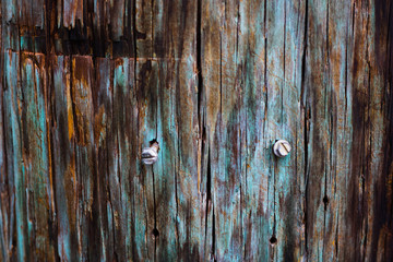 Obraz premium Texture Wood Fence Background Teal and Orange