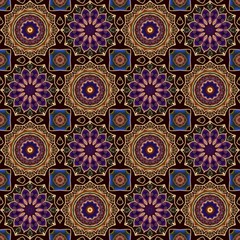 Seamless ornamental pattern in ethnic style. Beautiful design with mandalas. Fashion print for fabric.