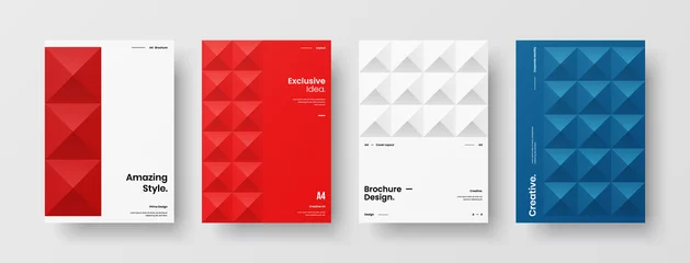 Deurstickers Company identity brochure template collection. Business presentation vector A4 vertical orientation front page mock up set. Corporate report cover abstract geometric illustration design layout bundle. © kitka