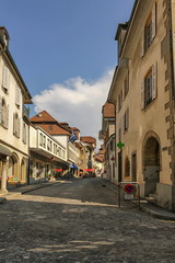 Street in Estavayer-le-Lac by day, Fribourg, Switzerland