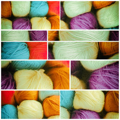 Colorful tangles of yarn in the form of a vintage design background