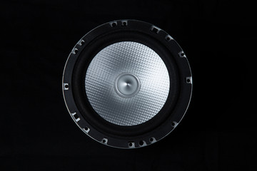 Car audio system on a black background.Subwoofer.