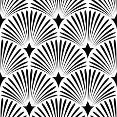 Art Deco Pattern. Fanning seamless black and white background